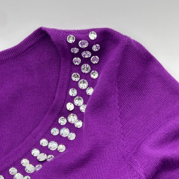 Iman Sz XS Sweater Top Tunic Rhinestone Jewel Beads Cashmere Blend - Picture 5 of 10